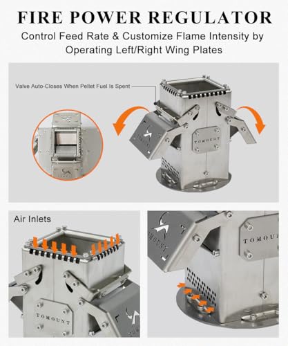Image of TOMOUNT Pellet Bin with Burner for Tent Stove 304 Stainless Steel for Wood Stove