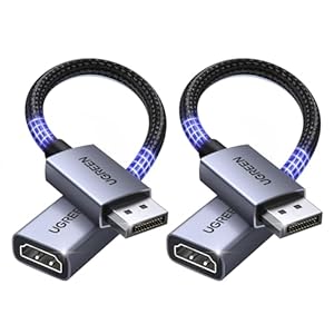 UGREEN 4K Displayport auf HDMI Adapter 2 Stücke 4K@30Hz 2K@60Hz 1080P@120Hz, Unidirektional DP auf HDMI, Kompatibel mit Laptop PC Monitor Grafikkarten TV Projektor HP Dell AMD GPU NVIDIA