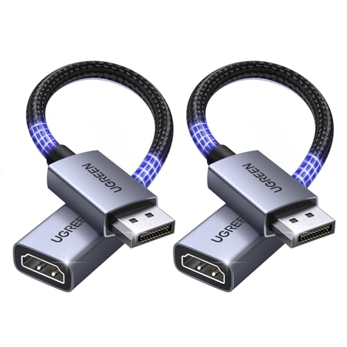UGREEN 4K Displayport auf HDMI Adapter 2 St&uuml;cke 4K@30Hz 2K@60Hz 1080P@120Hz, Unidirektional DP auf HDMI, Kompatibel mit Laptop PC Monitor Grafikkarten TV Projektor HP Dell AMD GPU NVIDIA