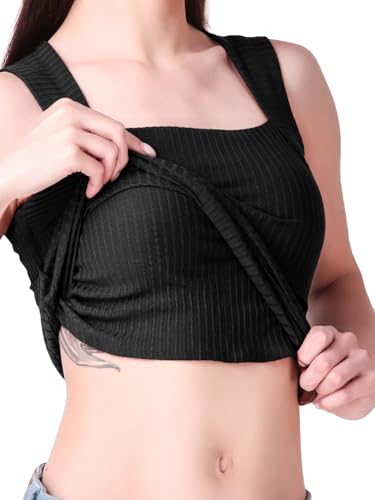 Image of Sizi Women Padded Camisole Workout Top| Tank Top with No Trace,Square Neck Seamless Vest,Elastic Removable Wide Shoulder Strap Camisole