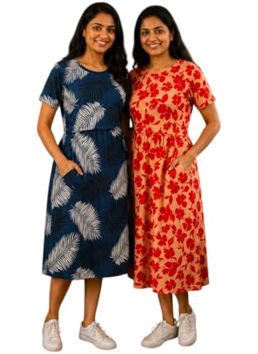Image of Maternity Feeding Maxi Dress with Pockets, Green Butterfly Print, Zipless Long Pregnancy Gown, Pre & Post Maternity Wear Ankle Length