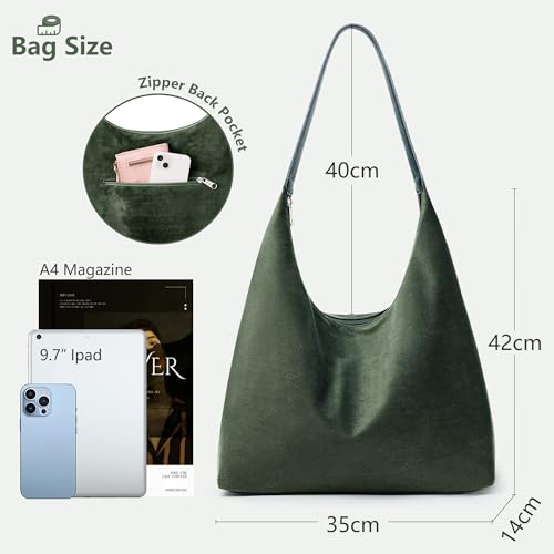 Image of KALIDI Casual Tote Bag Vegan Leather Hobo Zipper Work Bag Weekender Shoulder for Women Shoulder Travel Purse