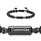 Oinsi Lava Rock Bracelet With Tube Memorial Urn Jewelry For Ashes Of Loved Ones Keepsake Cremation Bracelet Women Men Adjustable Length (Customized)