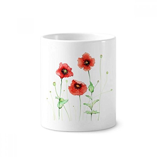 Porte-brosse à dents en céramique pavot rouge et tasse blanche de 350ml