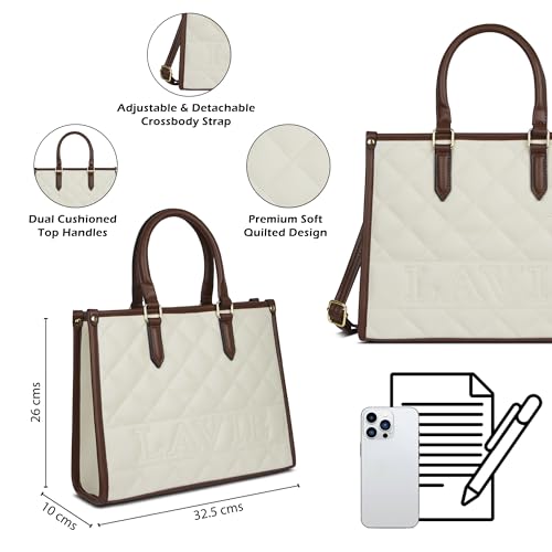Image of Lavie Women's Quilt Jessa Box Satchel Bag | Satchel Handbag for Work | Ladies Purse | Stylish Shoulder Bag | Gift for Women