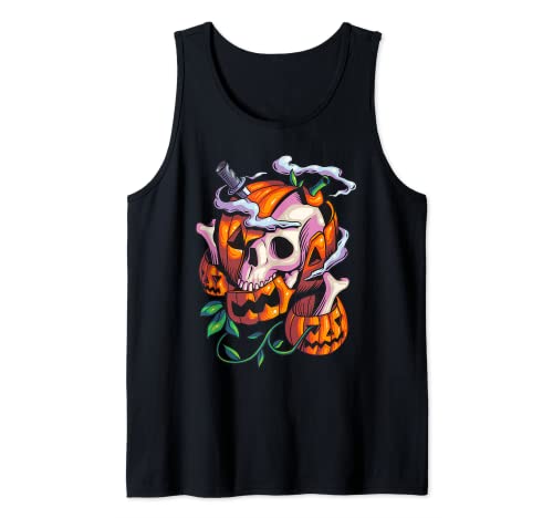 Halloween Skull Pumpkin Design Camiseta sin Mangas