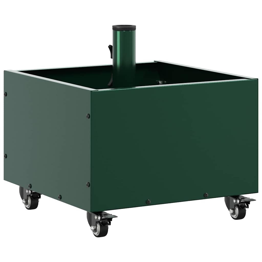 Supporto per ombrellone verde, 45 x 45 x 45 cm, in acciaio, resistente, arrotolabile, stabile, resistente alle intemperie, per giardino, terrazza, balcone, campeggio, attività all'aperto