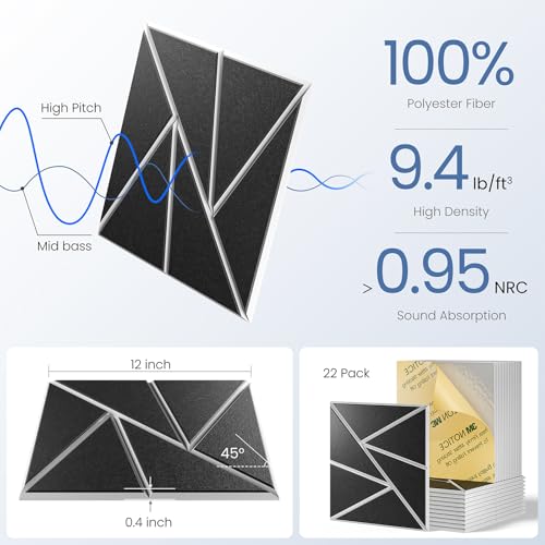 Image of 22 Pack Self-Adhesive Acoustic Panels, Sound Proof Foam Panels for Walls
