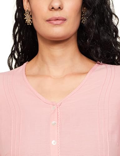 Image of BIBA Women Blue Cotton Solid Kurti