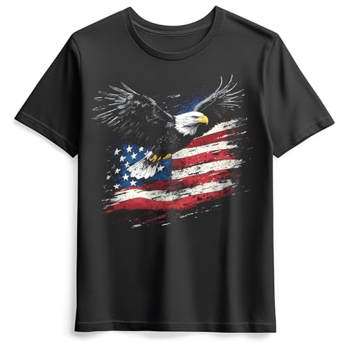 Casual American Flag Eagle T-Shirt for Men Patriotic T-Shirts Short Sleeve - Main Image