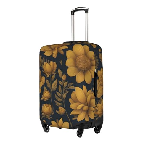 Many Golden Flowers 1 Tsa Approved Luggage Cover For 18-32 Inch Suitcases Scratch-Resistant Stretch Luggage Cover2