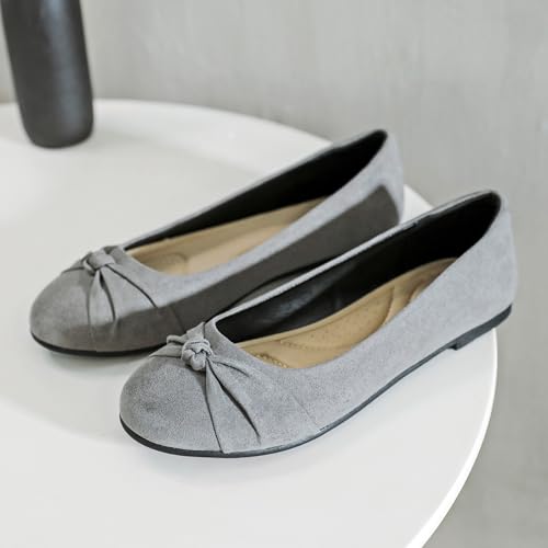 Image of Veittes Women's Wide Width Flat Shoes, Dressy Round Toe Slip On, Soft Comfortable Office Work Daily Walking Ballet Flats.
