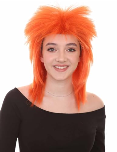 Wigs2you.com���f�B�[�X �t���E�B�b�O �X�p�C�N�}���b�g�X�^�C�� �R�b�p�[���b�h �ϔM�t�@�C�o�[ �y�� �p���N�E���b�N�E80�N��R�X�v���p - �I�����W(H-1309K-ORANG)