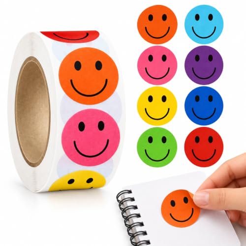 Rollo Pegatinas Emojis caras felices para niños, emoji stickers, 1 Unidad