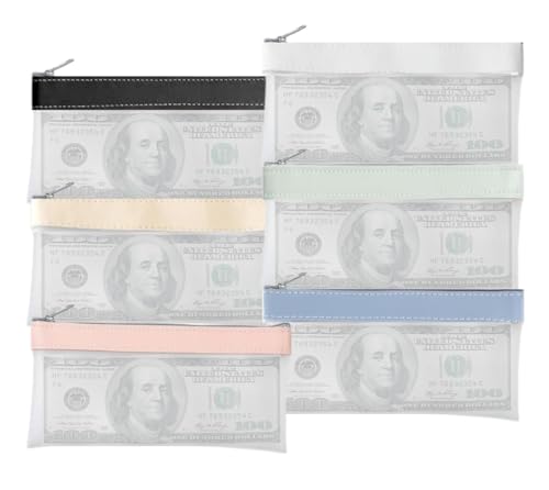 KOOLEVER 6 Pcs Money Wallet with Zipper Clear Cash Envelopes Coin Purse for Money Saving, Check Wallet & Receipt Organizer Tool Pouch. Perfect Money Wallets for Cash to Keep Your Finances Organized