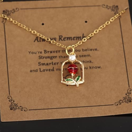 Princess Belle Accessories for Women Gifts Hawaiian Birthday Jewelry Accessories Princess Belle Rose Necklace2