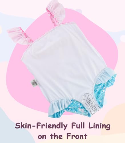 Image of DAXIANG Girls One Piece Ruffle Strap Swimsuit Quick Dry Mermaid Swimwear Beach Sport Bathing Suit for Toddler Kids 4-11 Years