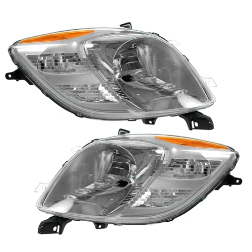 Image of TRQ 2 Piece Headlight Assembly Set Driver & Passenger Side Compatible with 2007-2008 Toyota Yaris Hatchback TO2502170 TO2503170