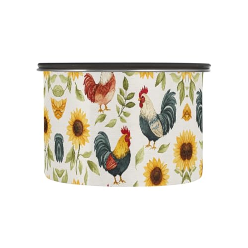 Quteprint Recipientes de almacenamiento de café de acero inoxidable con tapa hermética, acuarela y girasol, gallo de 30 onzas, recipiente de almacenamiento de alimentos, recipiente de cocina para té
