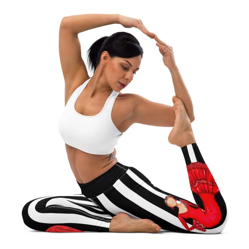 Illustrarte Designer Black & White Yoga Leggings - Dancing Doll #TOP6