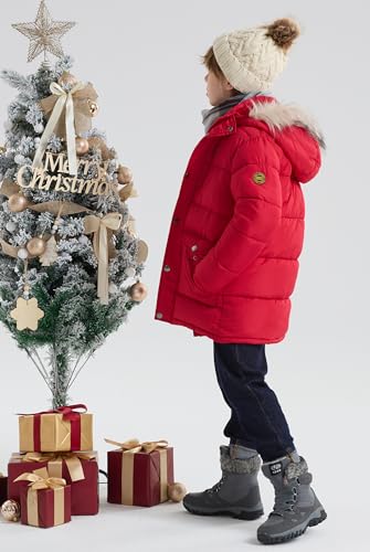 maoo garden Boys Puffer Winter Coats Kids Fake-Down Heavyweight Jacket Waterproof Fur Hooded Parka3