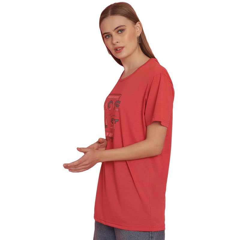 Image of Round Neck Cotton Printed Women Regular Fit Tshirt-P1950