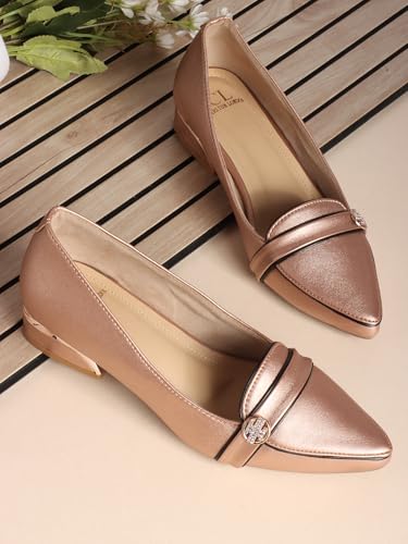Image of Carlton London Women Comfortable Block Heel Pointed Toe Fashion Pump Shoes for Daily use, Office use, Casual use