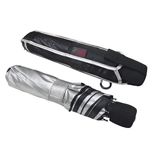 Preisvergleich Produktbild Trekkingschirm "light trek automatic"- Wander-Taschenschirm mit stabiler Auf / Zu-Automatik, und UV-Schutz 50+ in der Farbe silber-metallic