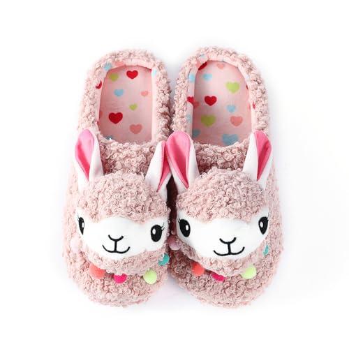 Image of Cute Animal Slippers - Soft Fuzzy Alpaca & Llama Memory Foam for Women - Indoor Warm Non-Slip Bedroom Slippers