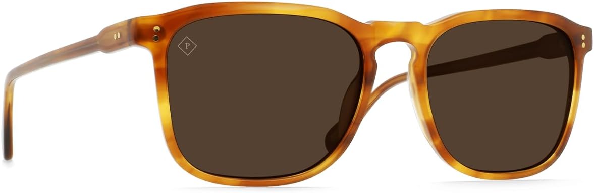 RAEN - Wiley - Mens Lightweight Square Frame Sunglasses UV Protection - Santa Fe Tortoise/Vibrant Brown Polarized Lens (Size 56 MM)