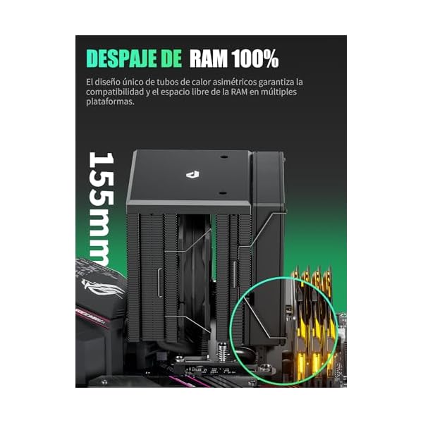 upHere gaming Ventilador CPU,Dual Tower 6 Heat Pipes CPU Cooler,2 * 120MM PWM Ventiladores PC,Sin Quitar el Ventilador para Instalarlo,Disipador CPU,para AM4 AM5/Intel 2011/2066,UE2K6. - Image 4