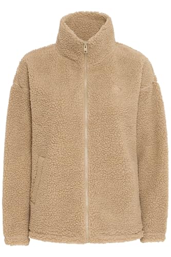 OXMO OXTovine Damen Jacke Übergangsjacke Teddy-Jacke Loose Fit, Farbe: Dune (171009), Größe: M
