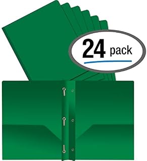 Better Office Products Green Plastic 2 Pocket Folders with Prongs, Heavyweight, Letter Size