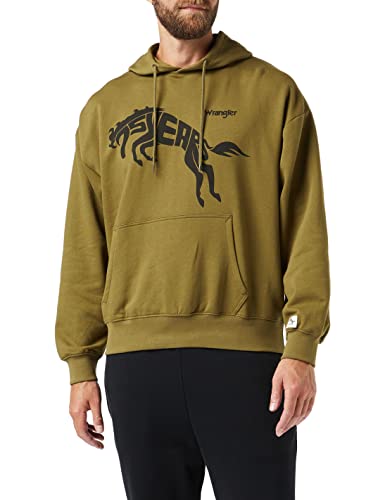 Wrangler 75TH Anniversary Hoodie Sweat à Capuche, Olive Militaire, M Homme Cover
