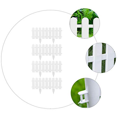 Scicalife 4 Sets White Plastic Garden Fencing Flexible Garden Picket Fence Panels for Gardens Courtyards Farms Outdoor Decoration Fence Border