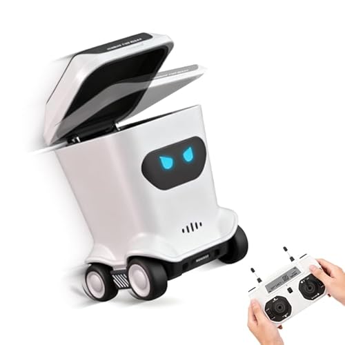 Wanawsk RC ミニリモコンゴミ箱 ラジコンカー トップ用 ロボットゴミ箱 光切り替え&DIY ステッカー付き リモコン トレンドデスクトイ おしゃれ 雑貨 インテリア 玩具 LEDライト付き デスク周り おしゃれ 飾り かわいい おもしろ USB充