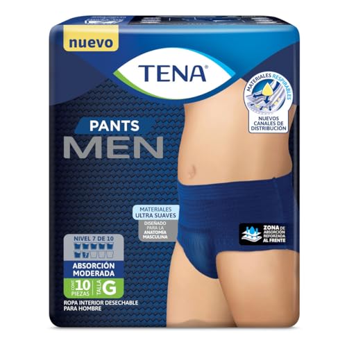 Ropa Interior, Shoes Tena Pants Tena Pants Men Color Azul; Ropa Interior Desechable Para Incontinencia, Talla G; 10 Piezas, color Azul Marino, Grande, pack of/paquete de