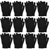Gelante 6-12 Pairs Adult Winter Knitted Magic Stretch Gloves (12 Pairs: Solid Black)
