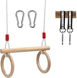 Schaukel Outdoor,Turnringe Kinder Kinderschaukel Outdoor Indoor,Kinderschaukel Aus Holz Schaukelbrett,Brettschaukel Für Kinder Zum Schaukeln 2 in 1 Mit Turnringe Zum Aufhängen
