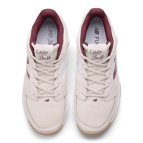 New Balance Men's Coco Delray V2 Hard Court Tennis Shoe, Bisque/Monarch Burgundy/Gum, 11 M