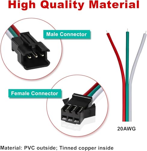 Image of 20 PAIR SET JST WIRE 3PIN Male - Female Locking Type For Electric Cable Wire