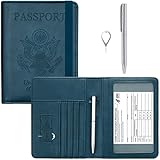 HOTCOOL Passport Holder UPGRADED VERSION Leather Passport and Vaccine Card Holder Combo Slot Wallet
