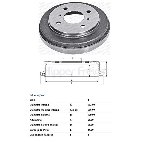 Tambor do Freio Traseiro sem Cubo Nissan Tida 1.8 2008 em Diante Livina 1.6 1.8 16V 2009 em Diante G