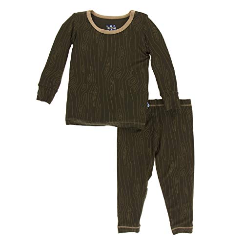 KicKee Pants Print Long Sleeve Pajama Set (2T, Petrified Wood)