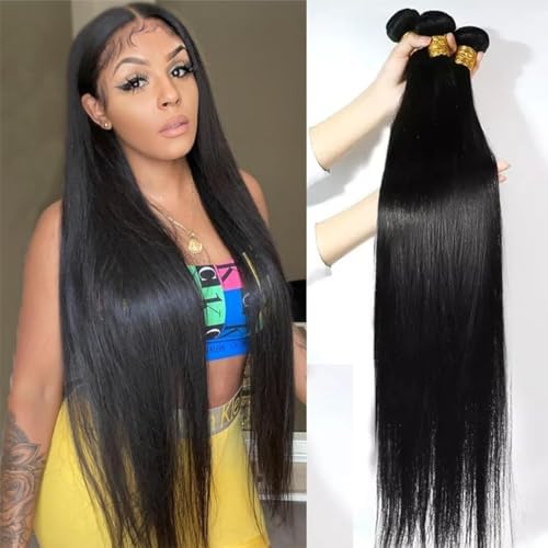 Amazon.com : 12A Brazilian Virgin Straight Hair Bundles (18 20 22 24 ...