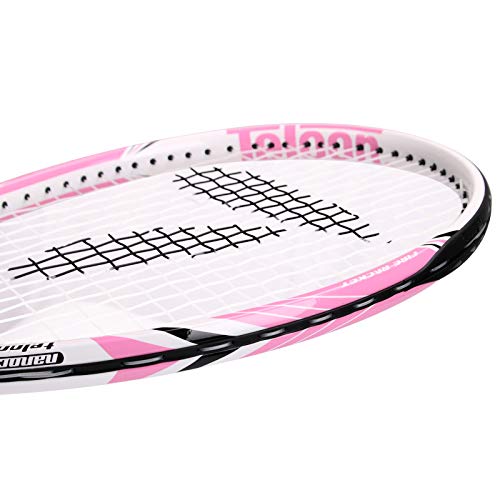 Teloon Recreational Adult Tennis Rackets-27 inch Tennis Racquet for Men and women College Students Beginner Tennis Racket. (V9-Pink and White) - Thumbnail 5