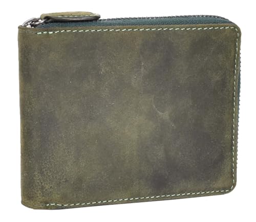 Portefeuille pour homme en cuir vert avec boîte cadeau idéale