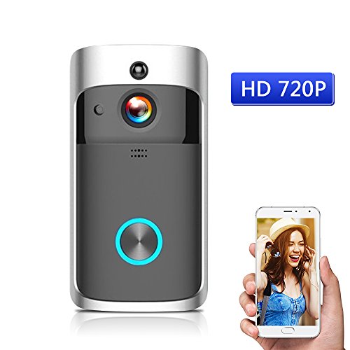 OWSOO HD 720P Timbre para Puerta Vídeo WiFi Inalámbrico Videoportero de Grabación Timbre Visual Soporte Vision Nocturna con Pilas, Negro