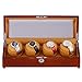 Uhrenbeweger für 4 Uhren, Watch Winder Box mit automatischem Aufzug, leisem Motor und luxuriöser Walnussschale, drehbarer Uhrenaufbe Uhrenkasten, unabhängiger Drehteller,Walnut Color