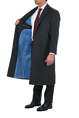 Image of THE SUIT DEPOT Mens Single Breasted Wool Cashmere Full Length Overcoat